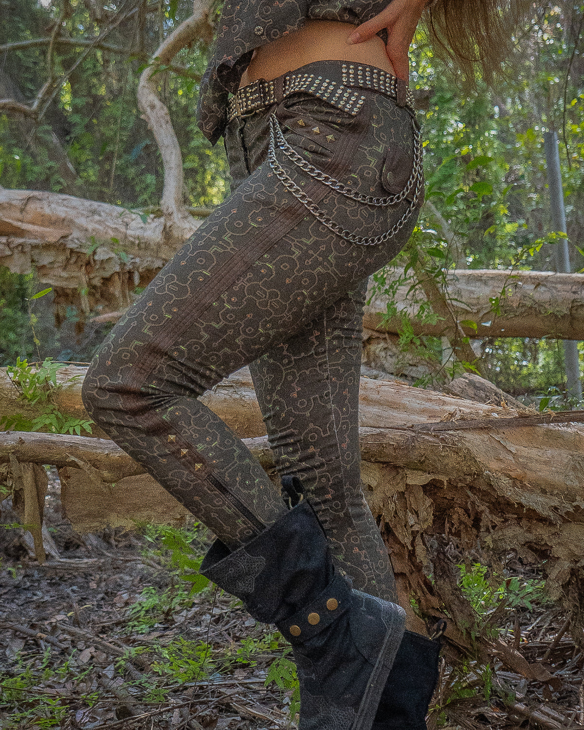 Long Fitted Pants Woman Piratesse / Organic Bio Farms Cotton Licra -  REBIRTH OF IKARO Forest